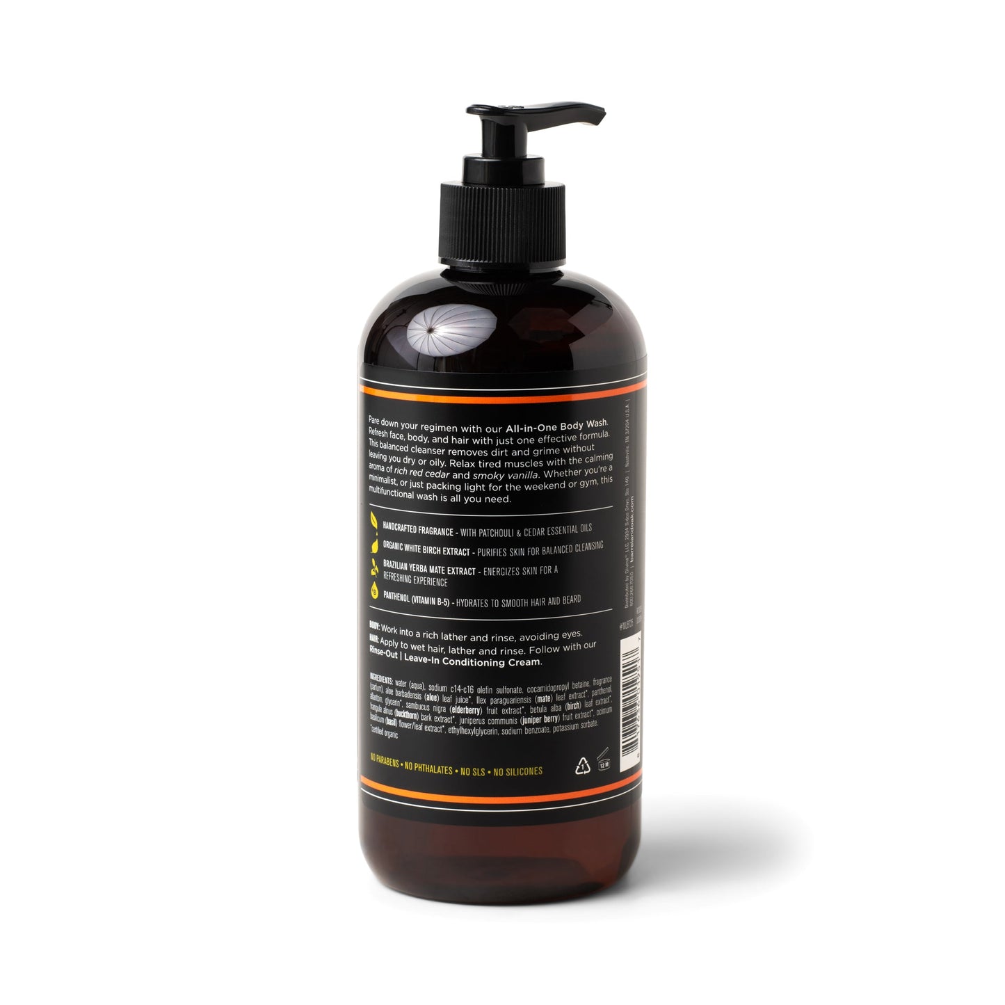 Hair, Face, and Body All-In-One Wash - Bourbon Cedar 16 fl oz.