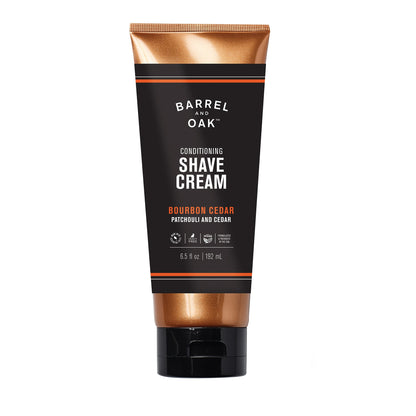 Conditioning Shave Cream - Bourbon Cedar 6.5 fl oz, infused with organic hemp seed oil and yerba mate. Vegan and cruelty-free.